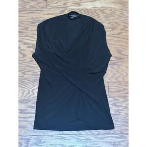 Norma Kamali Women's Black Sleeveless Draped Cowl Neck Blouse Tank Top, Sz L